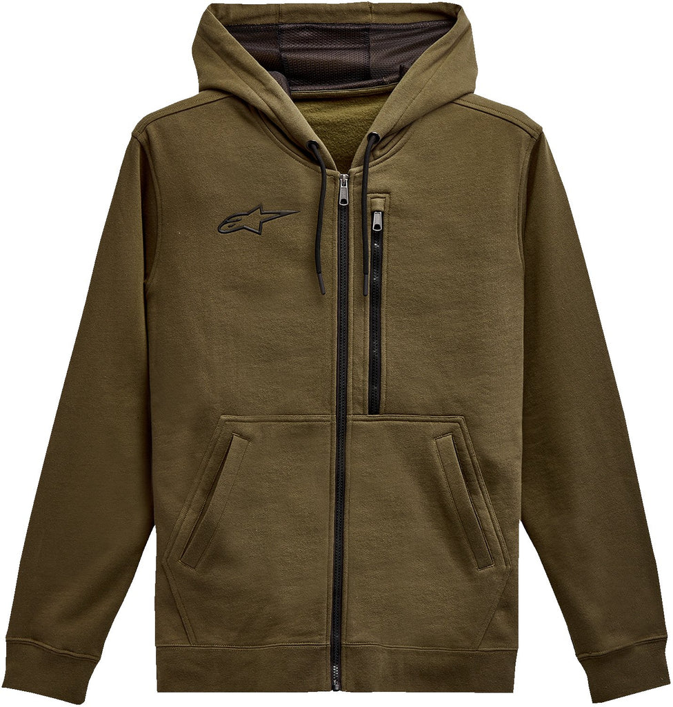 ALPINESTARS Asymmetrical Zip up Hoodie Military Buscadero Motorcycles