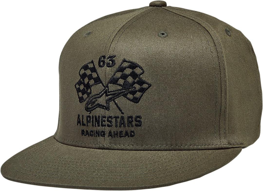 ALPINESTARS Double Check Flat Bill Hat - Military/Black - Small/Medium - Buscadero Motorcycles