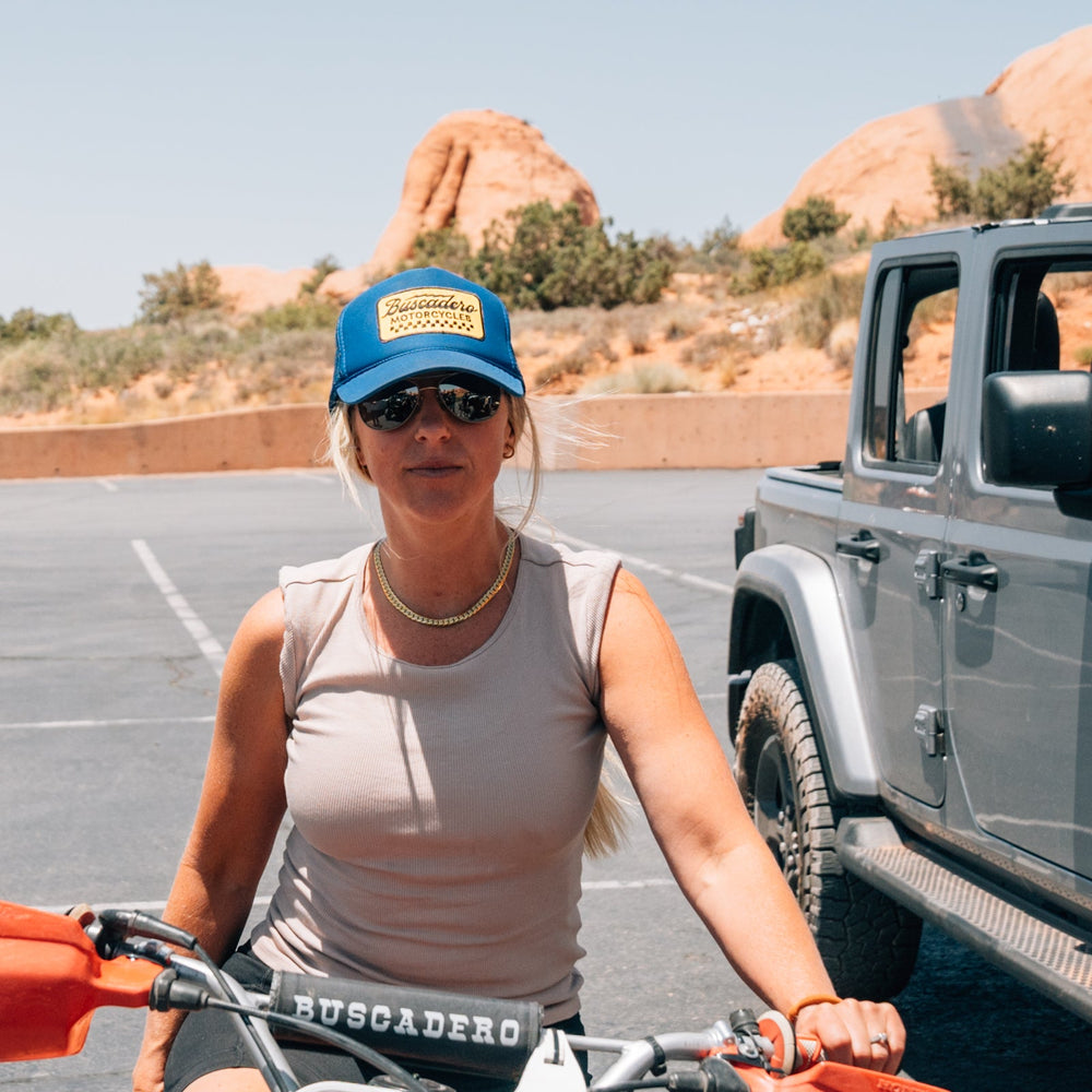 'Banner’ Foam Trucker Hat - Royal Blue - Buscadero Motorcycles