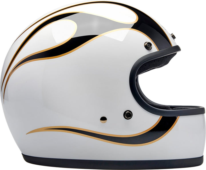 BILTWELL Gringo Helmet - Flames - White/Black - Buscadero Motorcycles