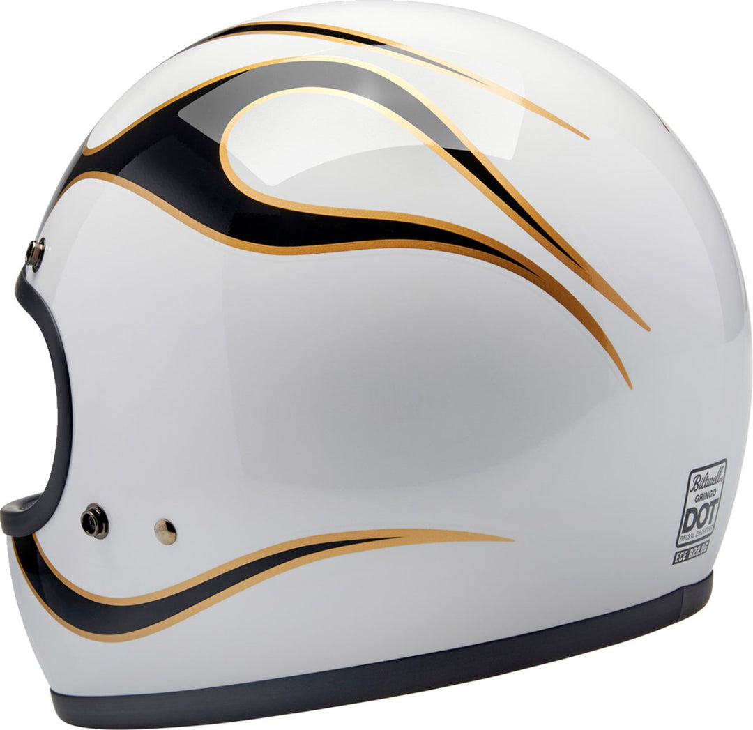 BILTWELL Gringo Helmet - Flames - White/Black - Buscadero Motorcycles