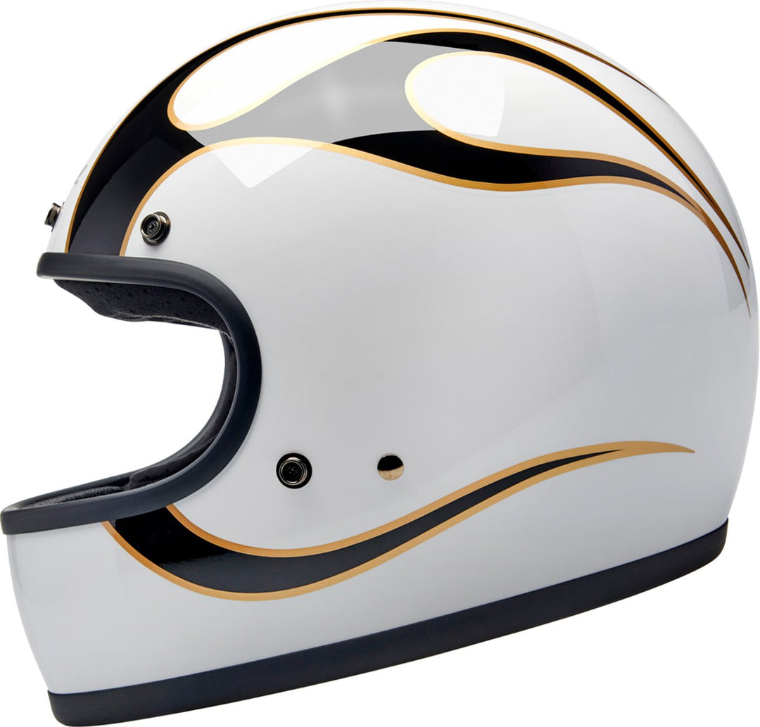 BILTWELL Gringo Helmet - Flames - White/Black - Buscadero Motorcycles