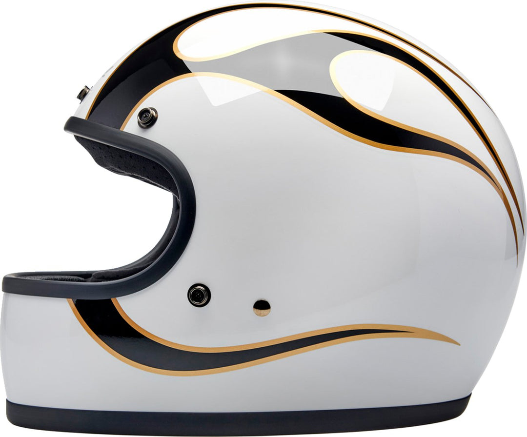 BILTWELL Gringo Helmet - Flames - White/Black - Buscadero Motorcycles