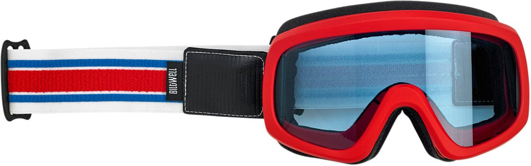 BILTWELL Overland 2.0 Goggles - Racer - Red/White/Blue - Buscadero Motorcycles