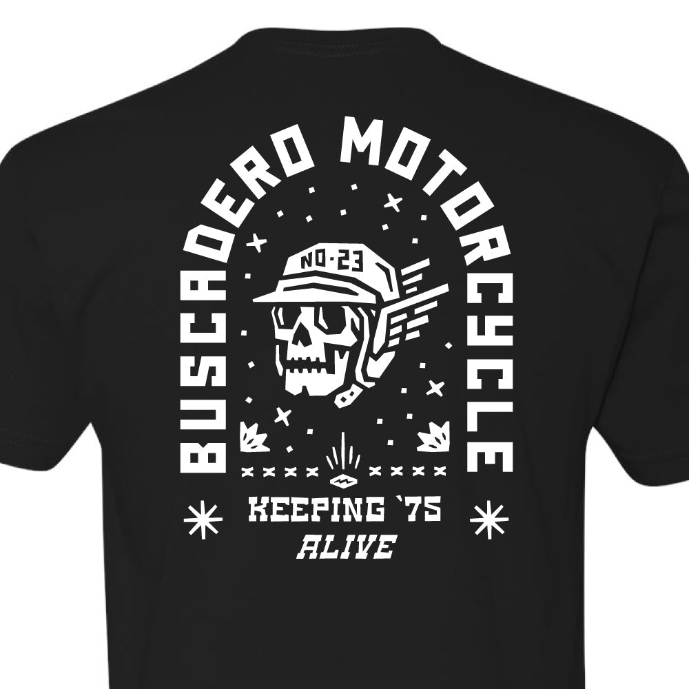 'Keeping '75 Alive' Short Sleeve T Shirt - Buscadero Motorcycles