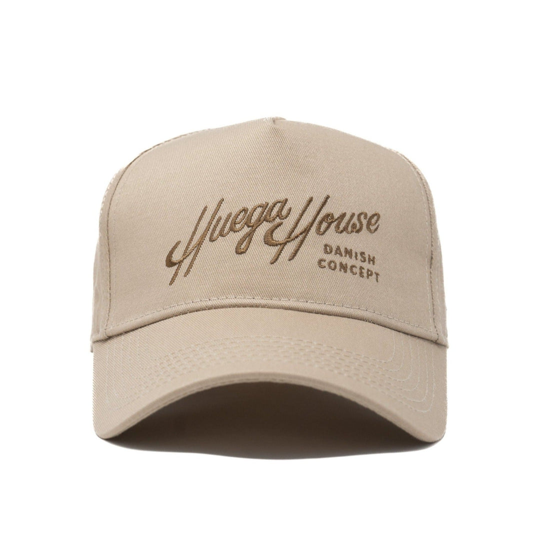 Retro Script | Khaki & Brown Hat - Buscadero Motorcycles