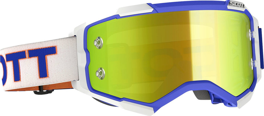 SCOTT Fury Goggles - Retro White/Blue - Yellow Works - Buscadero Motorcycles