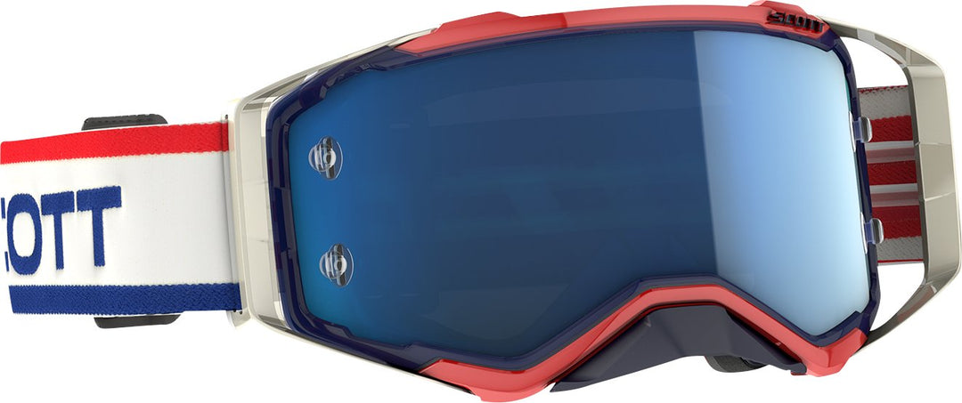 SCOTT Prospect Goggles - Retro White/Blue - Blue Chrome Works - Buscadero Motorcycles