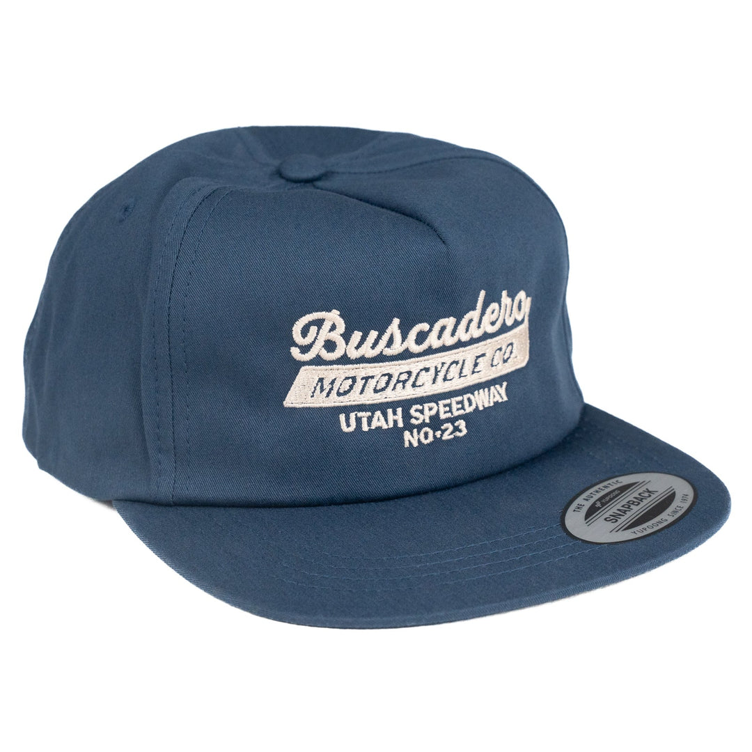 ‘Speedway’ Unstructured 5 panel Hat - Navy - Buscadero Motorcycles