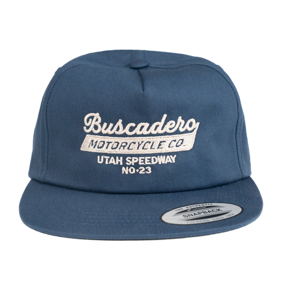 ‘Speedway’ Unstructured 5 panel Hat - Navy - Buscadero Motorcycles