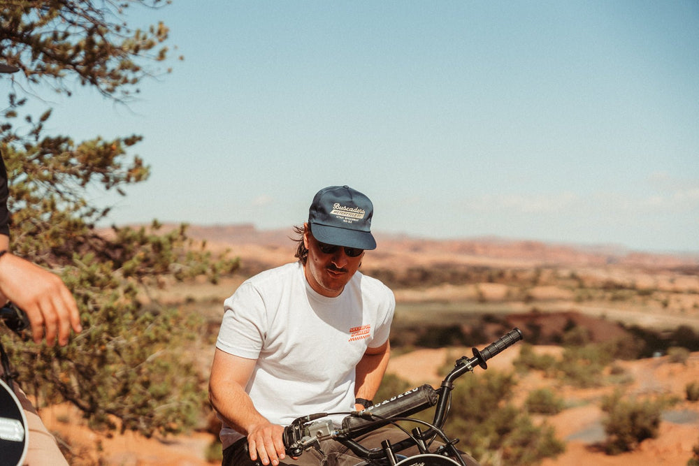 ‘Speedway’ Unstructured 5 panel Hat - Navy - Buscadero Motorcycles