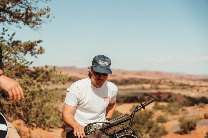 ‘Speedway’ Unstructured 5 panel Hat - Navy - Buscadero Motorcycles