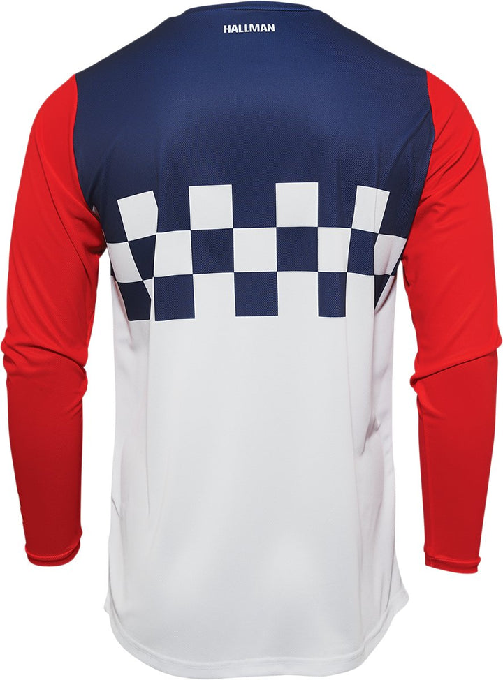 THOR Hallman Differ Cheq Jersey - White/Red/Blue - Buscadero Motorcycles