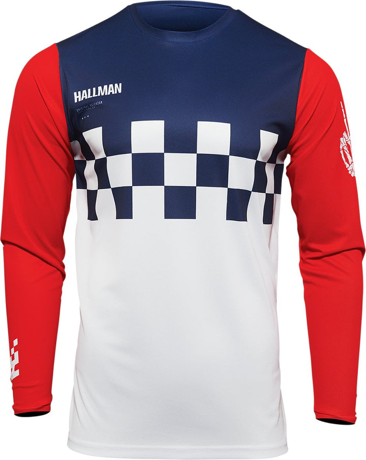 THOR Hallman Differ Cheq Jersey - White/Red/Blue - Buscadero Motorcycles