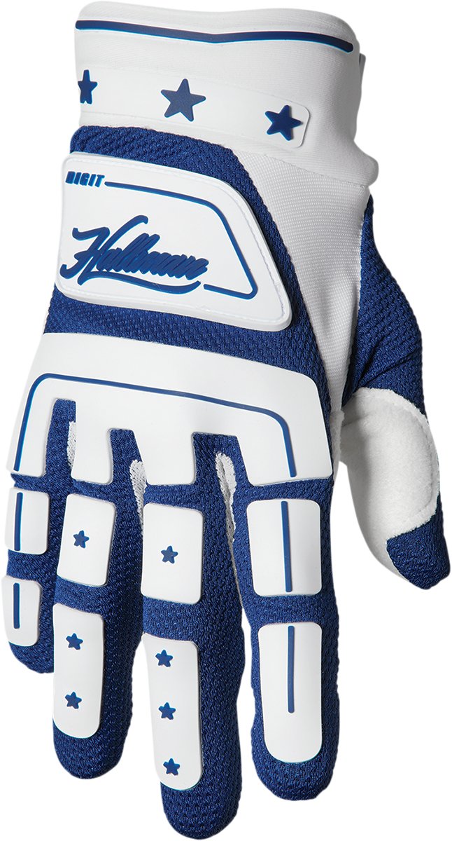 THOR Hallman Digit Gloves - White/Navy - Buscadero Motorcycles