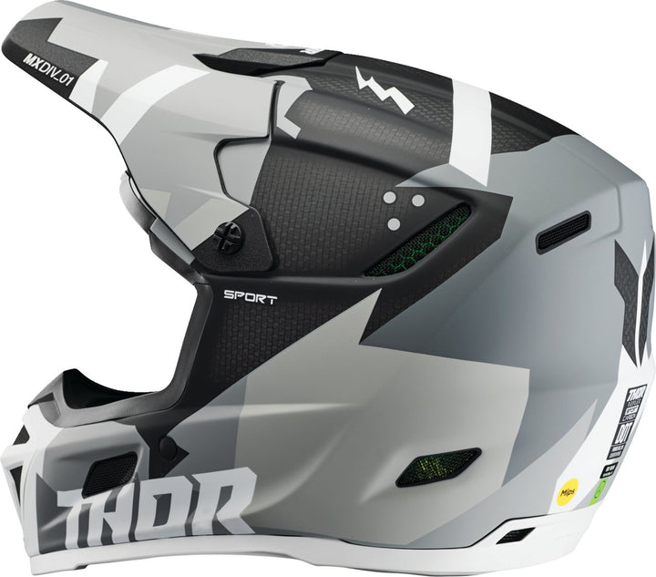 THOR Reflex Sport Helmet - MIPS - Carbon Brave - Gray/White - Buscadero Motorcycles