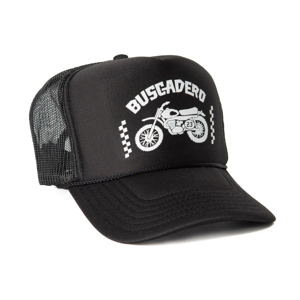 '74 Moto' High Profile Foam Trucker Hat - Black – Buscadero Motorcycles
