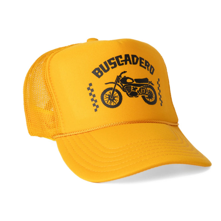 ‘74 Moto’ Foam Trucker Hat - Gold - Buscadero Motorcycles